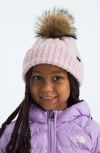 The North Face Kids Oh Mega Beanie With Faux Fur Pom In Pink