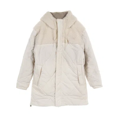The North Face Label Neilton Rvs V Parka Nylon Jacket Off Beige Reversible Hooded In Multi