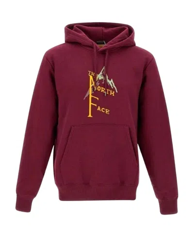 The North Face Letter Hooded Sweater In Red