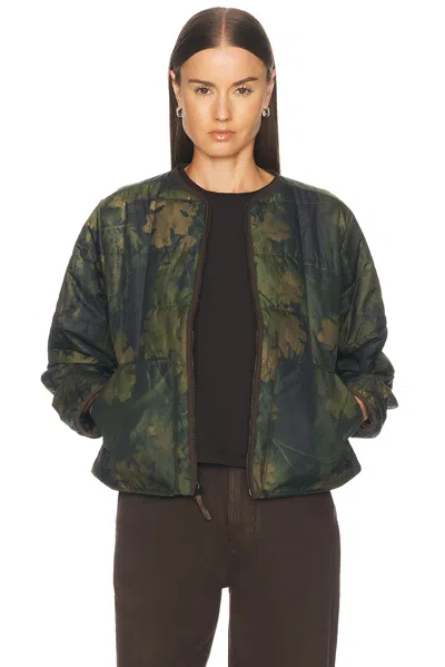 The North Face Lhotse Lt Insulated Jacket In Woodland Green Yosemite Oak Print