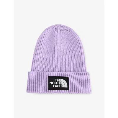 The North Face Lite Lilac Kids' Tnf Box-logo Knitted Beanie Hat In Purple