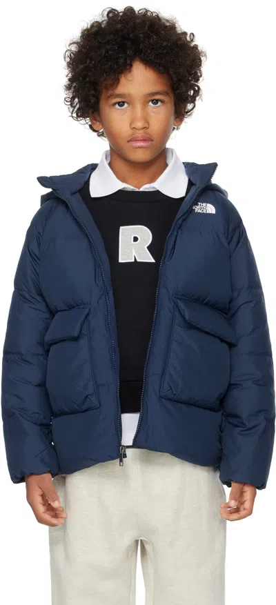 The North Face Little Kids Navy North Fleece-lined Down Parka In Blue