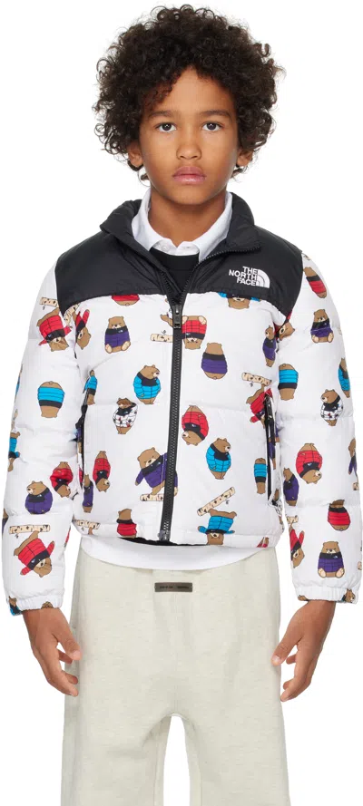 The North Face Little Kids White 1996 Retro Nuptse Down Jacket In Multi