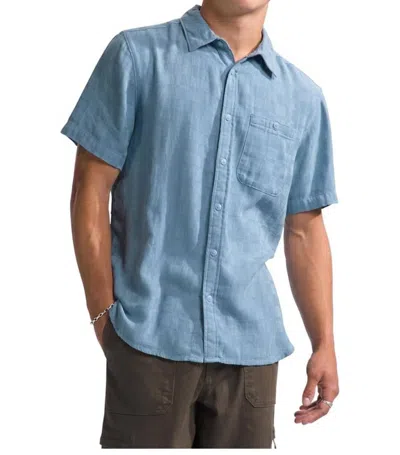 The North Face Loghill Jacquard Short Sleeve Shirt In Steel Blue