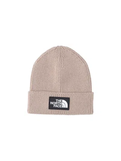 The North Face Logo Beanie In Sand