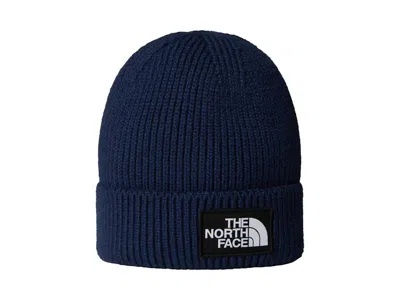 Pre-owned The North Face Logo Box Cuffed Beanie In Navy Blue