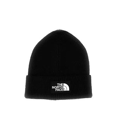 The North Face 'logo Box' Ribbed Beanie Hat In Black