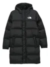 The North Face Kids Long Black Nuptse Parka In Black