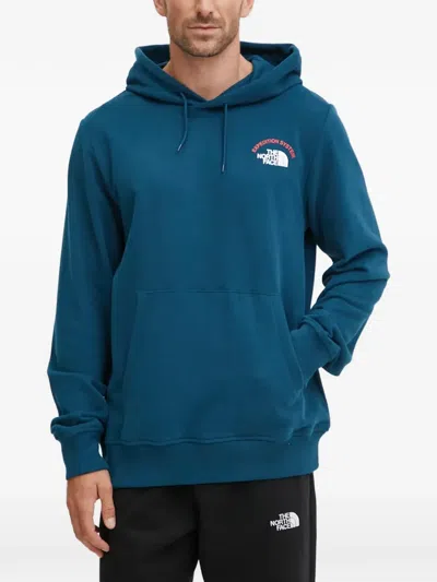 The North Face Logo-detail Hoodie In Blue