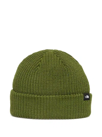 The North Face Logo-detail Ribbed Beanie In Green