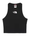The North Face Logo Embroidered Cropped Top In Black