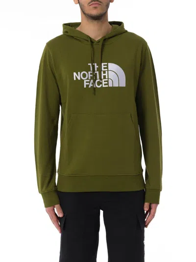The North Face Logo Embroidered Drawstring Hoodie In Forest Olive