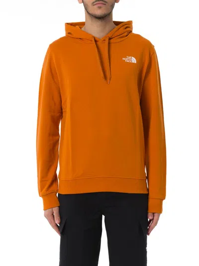 The North Face Logo Embroidered Drawstring Hoodie In Orange