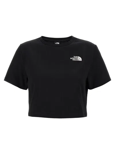The North Face Logo Embroidery Crop T-shirt In Black