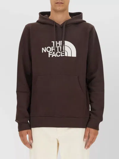 The North Face Logo Hooded Sweatshirt Kangaroo Pocket In Brown