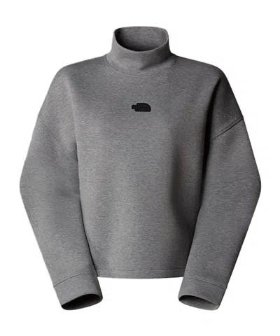 The North Face Logo-patch Mock Neck Jumper In Gray