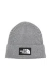The North Face Logo-patch Ribbed Beanie In Gray