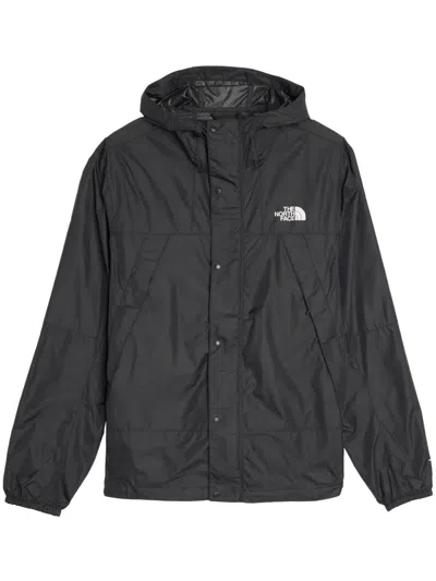 The North Face Embroidered-logo Hooded Jacket In Black