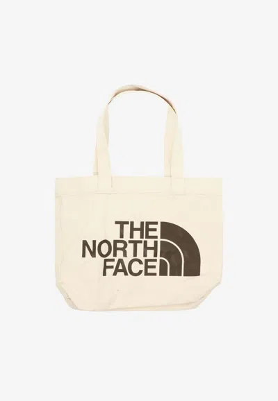 The North Face Logo Print Tote Bag In White