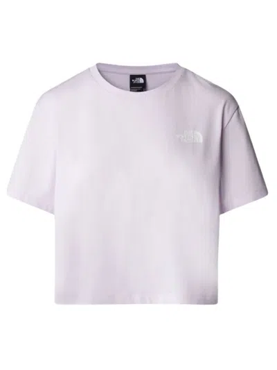 The North Face Logo Printed Cropped T In Icy Lilac