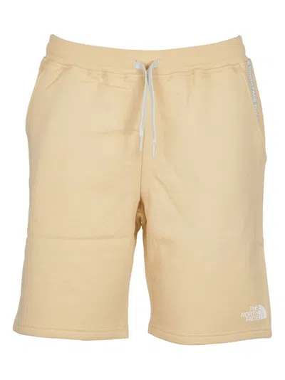 The North Face Logo Printed Drawstring Shorts In Beige
