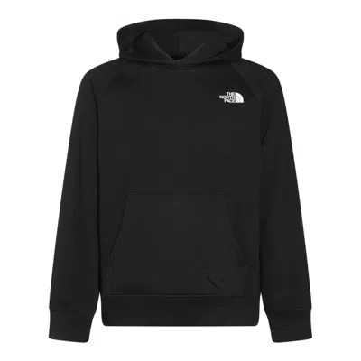 The North Face Raglan Hoodie Graphic Pocket Cuffs Hem In Black