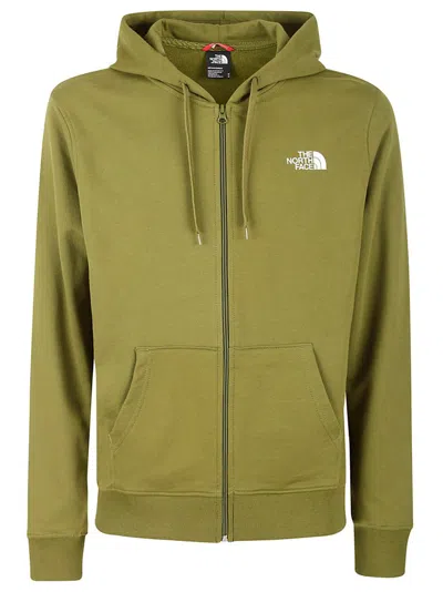 The North Face Logo Printed Zip In Green