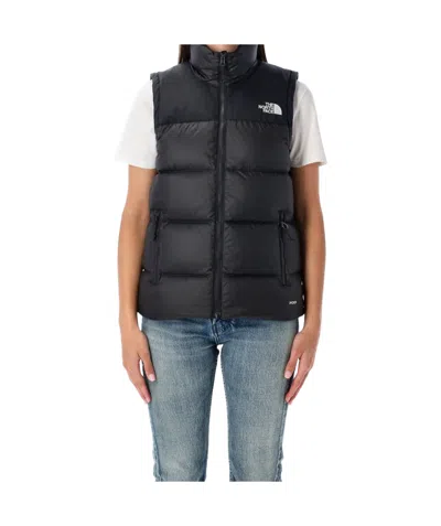The North Face Logo Printed Zip-up Vest In Black