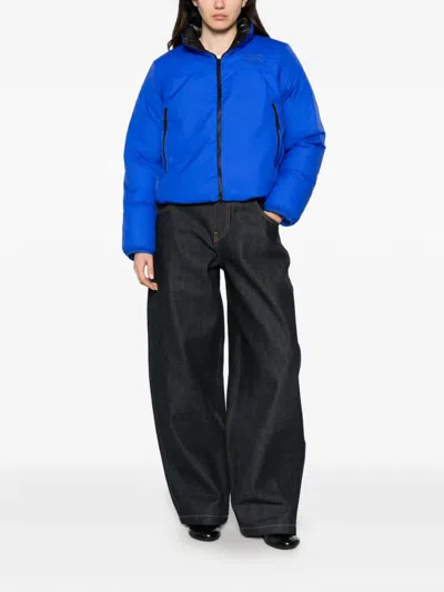 The North Face Logo-embroidered Puffer Jacket In Blue