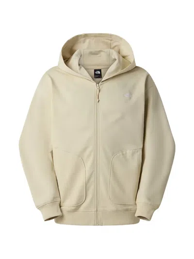 The North Face Logo-embroidered Zip-up Hoodie In Neutral