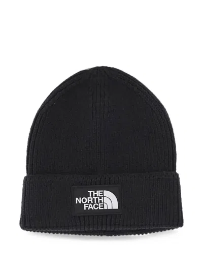 The North Face Logo-patch Knitted Beanie Hat In Black
