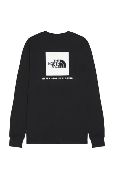 The North Face Long Sleeve Box Nse Tee In Tnf Black & Tnf White