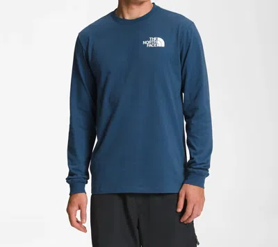 The North Face Long Sleeve Box Nse Tee In Shady Blue/black In Multi