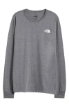 The North Face Long Sleeve Nse Box Logo Graphic T-shirt In Tnf Mid Grey Heather