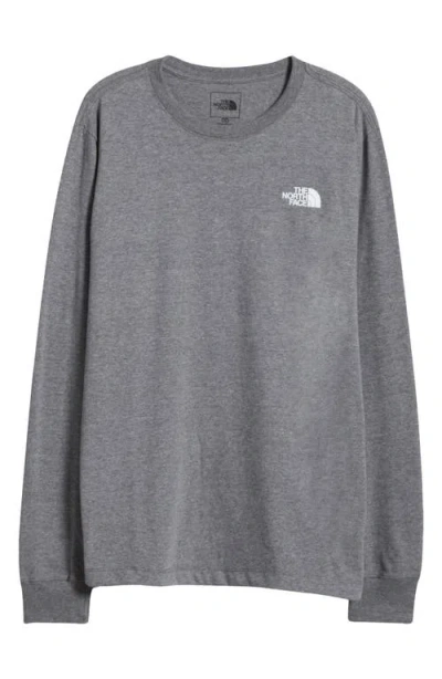 The North Face Long Sleeve Nse Box Logo Graphic T-shirt In Tnf Mid Grey Heather