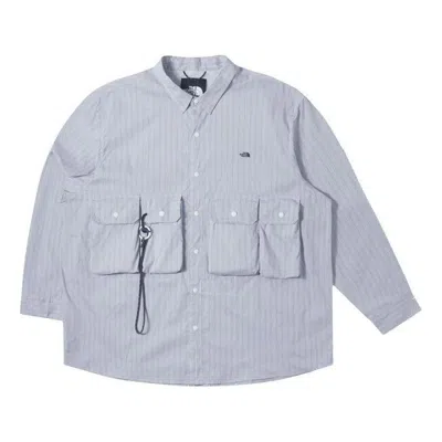 The North Face Long Sleeve Stripe Shirt 'teal' In Blue