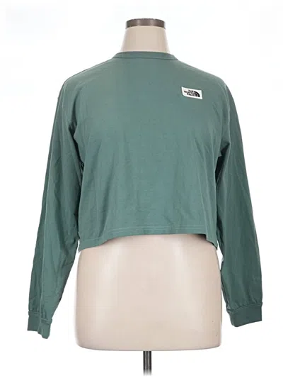 Pre-owned The North Face Long Sleeve Top Green Crew Neck Tops