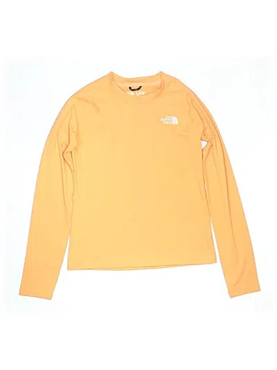Pre-owned The North Face Kids' Long Sleeve Top Orange Crew Neck Tops