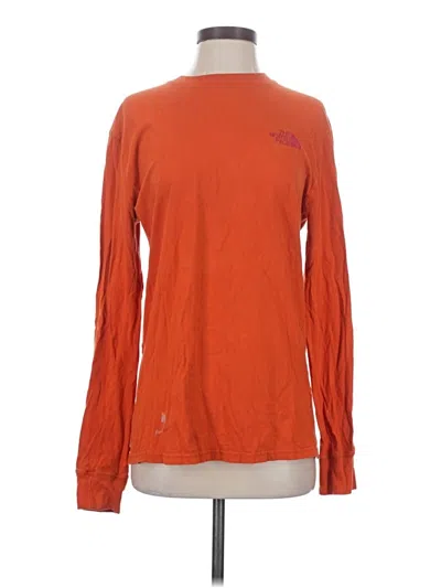 Pre-owned The North Face Long Sleeve Top Orange Crew Neck Tops