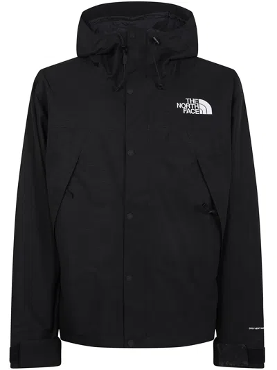 The North Face Embroidered-logo Hooded Jacket In Black