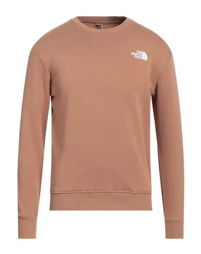 The North Face Man Sweatshirt Camel Size S Cotton In Beige