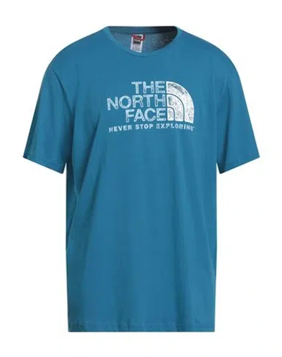 The North Face Man T-shirt Azure Size Xxl Cotton In Blue