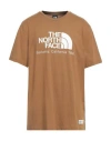 The North Face Man T-shirt Camel Size Xxl Cotton In Beige