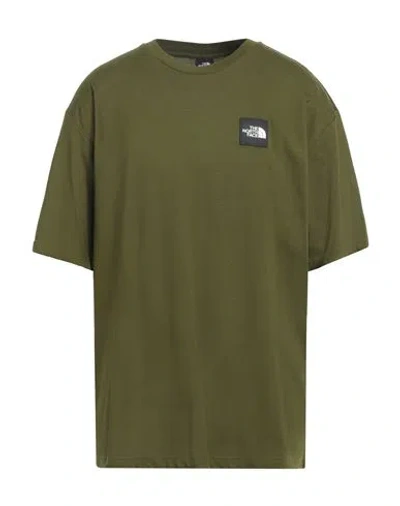 The North Face Man T-shirt Military Green Size L Cotton