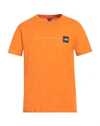 The North Face Man T-shirt Orange Size L Cotton