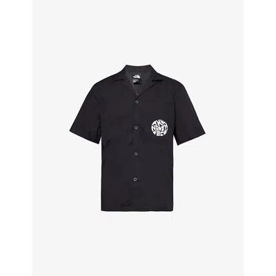 The North Face Mens Black Brand-print Regular-fit Woven Shirt