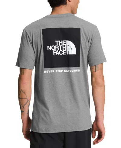 The North Face Men's Box Logo Crewneck Short-sleeve T-shirt In Tnf Medium Gray Heather,black