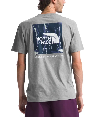 The North Face Men's Box Logo Crewneck Short-sleeve T-shirt In Tnf Medium Grey Heather,lightning