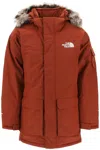 THE NORTH FACE MEN'S BROWN PADDED PARKA JACKET WITH FAUX FUR HOOD