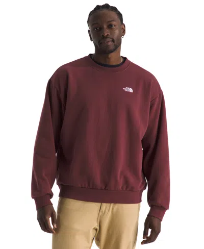 The North Face Men's Evolution Simple Dome Oversized Crew Sweatshirt In Burgundy